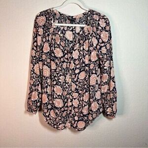 Lucky Brand popover blouse long‎ sleeve floral size small